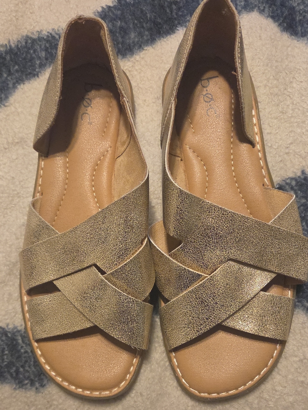 boc Metallic Tan Crisscross Slingback Sandals